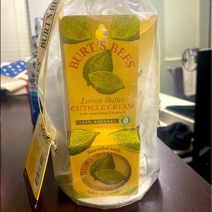 Burt’s Bees trio of hand cream, cuticle cream and hand repair cream.